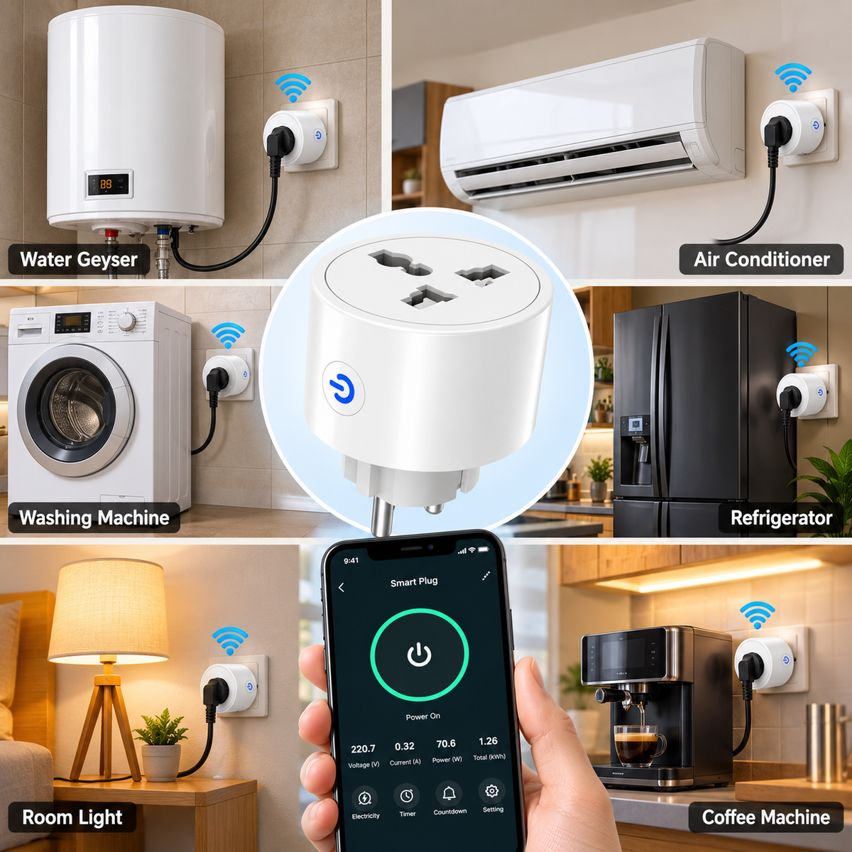 Smart WiFi Power Socket Plug 16A with Energy Monitoring – Tuya Smart Life