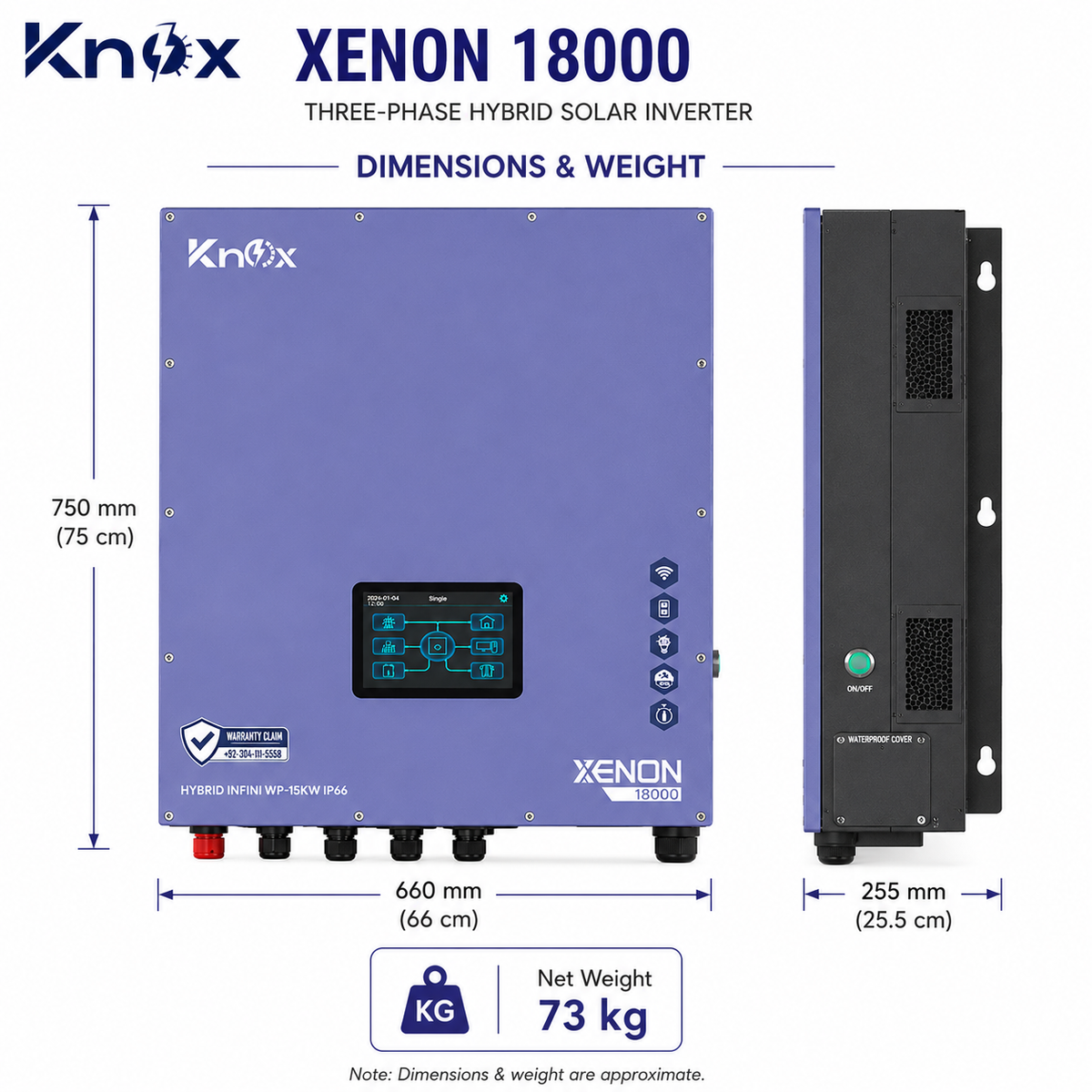 Knox Xenon 18000 12kW 3-Phase Hybrid Solar Inverter – 48V IP66