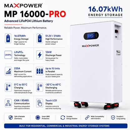 MaxPower MP 16000-PRO 16.07kWh 51.2V 314Ah LiFePO₄ Lithium Battery