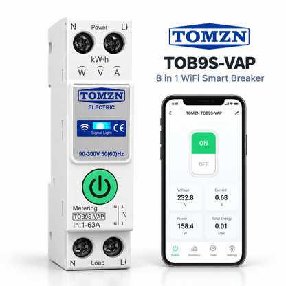 TOMZN TOB9S-VAP - 8 in 1 63A Smart WiFi Breaker | New Upgraded Model