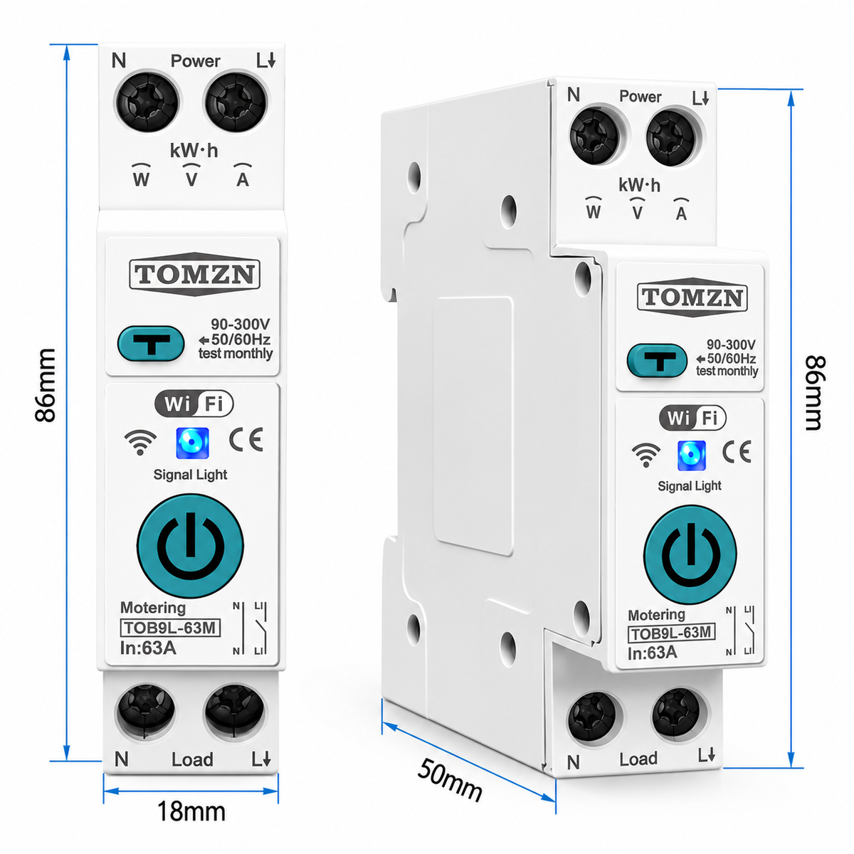 TOMZN TOB9L-63M 63A Smart WiFi 10-in-1 Protector Switch