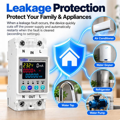 TOMZN TOMPD-63SW 63A Smart WiFi Protector 10-in-1 with Leakage Protection