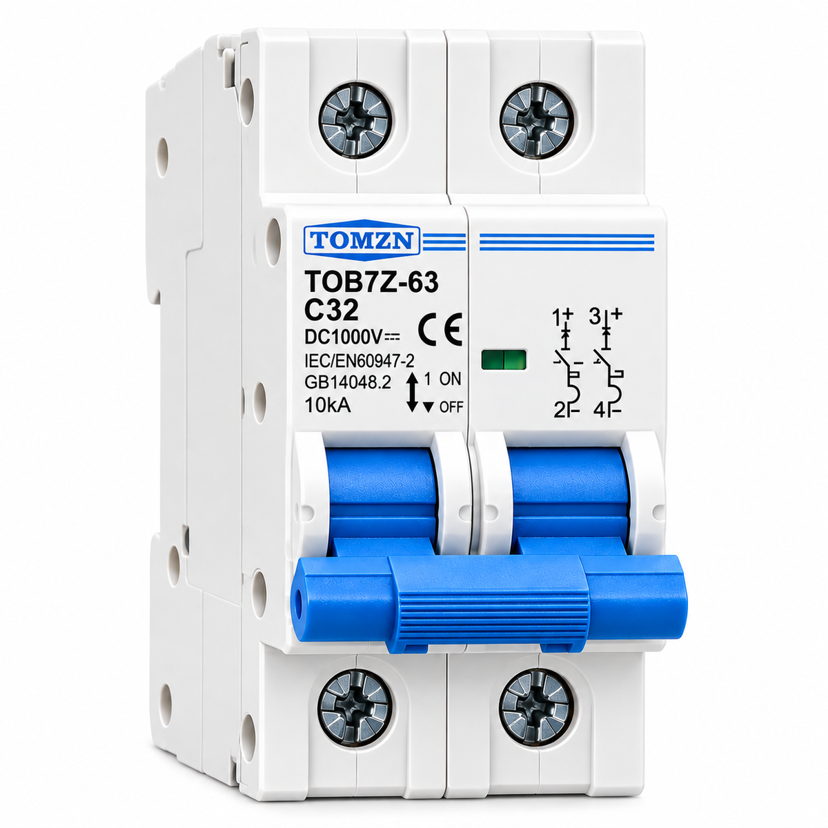TOMZN TOB7Z-63 32A 2P 1000V DC Solar Circuit Breaker