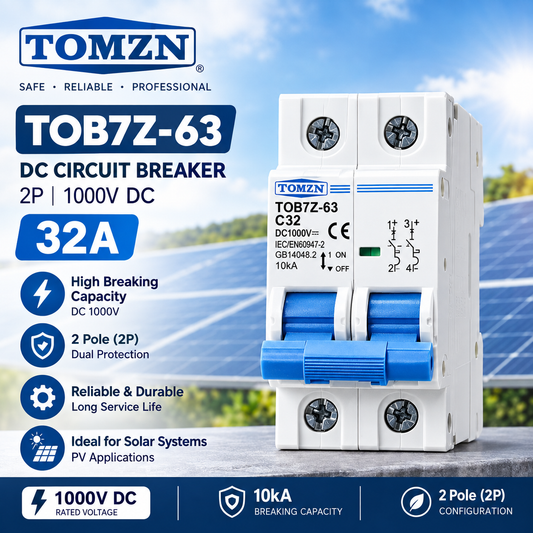 TOMZN TOB7Z-63 32A 2P 1000V DC Solar Circuit Breaker