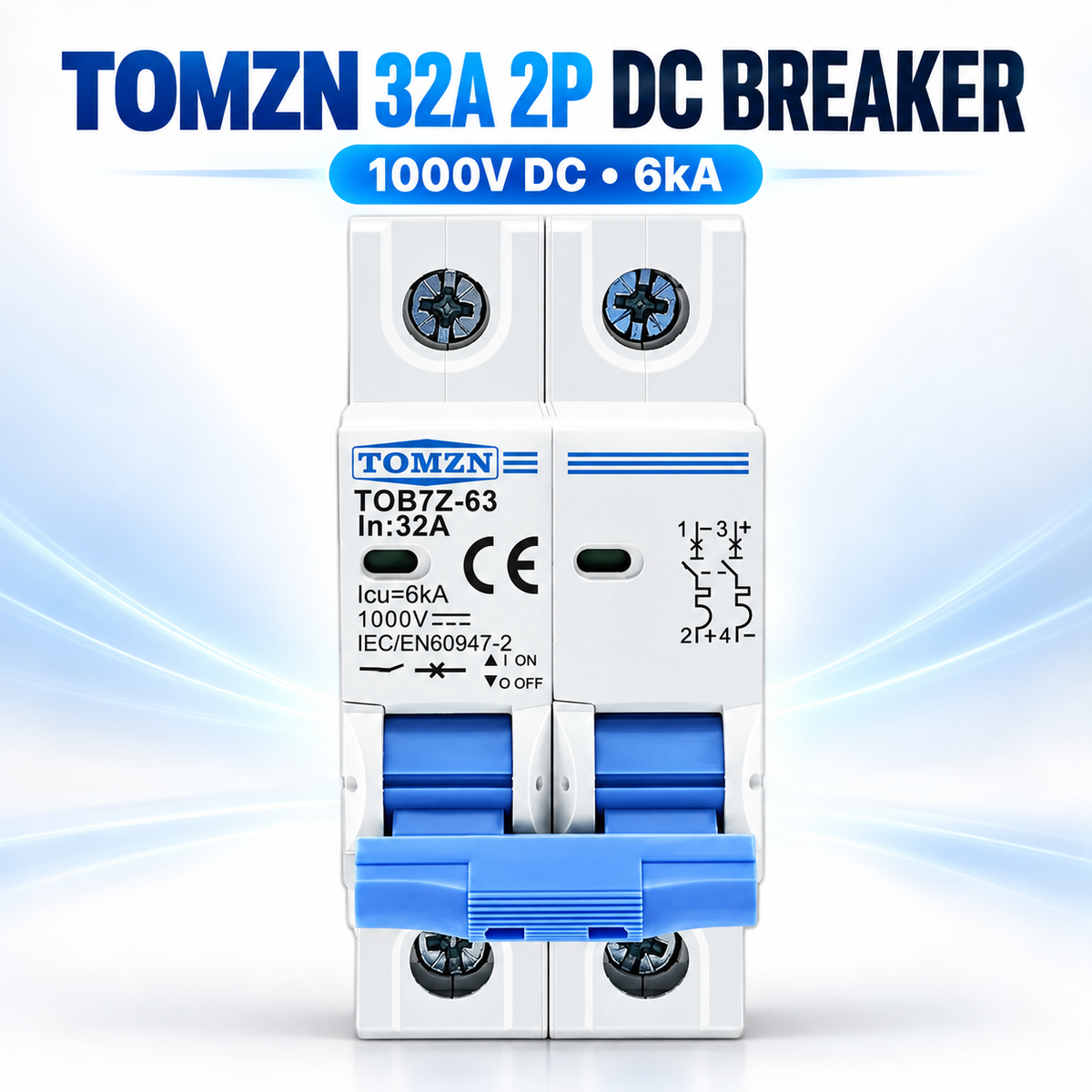TOMZN TOB7Z-63 32A 2P 1000V DC Solar Circuit Breaker