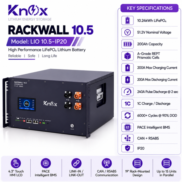 knox rackwall 10.5 10.24kwh 51.2v 200ah lithium battery knox rackwall 10.5 10.24kwh 51.2v 200ah lithium battery