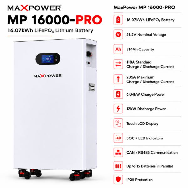 maxpower mp 16000 pro 16.07kwh 51.2v 314ah lithium battery maxpower mp 16000 pro 16.07kwh 51.2v 314ah lithium battery