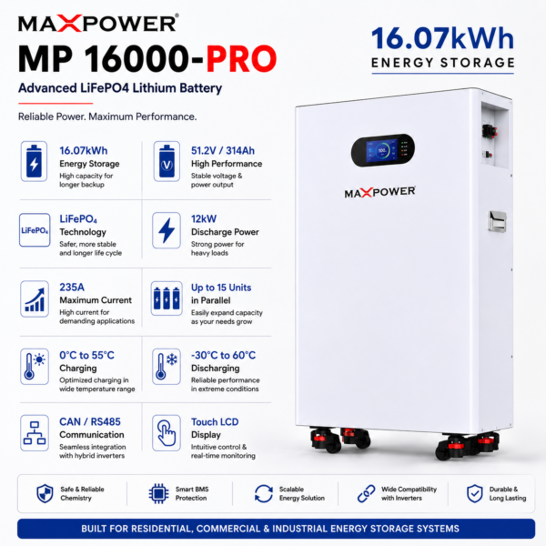 maxpower mp 16000 pro 16.07kwh 51.2v 314ah lithium battery maxpower mp 16000 pro 16.07kwh 51.2v 314ah lithium battery